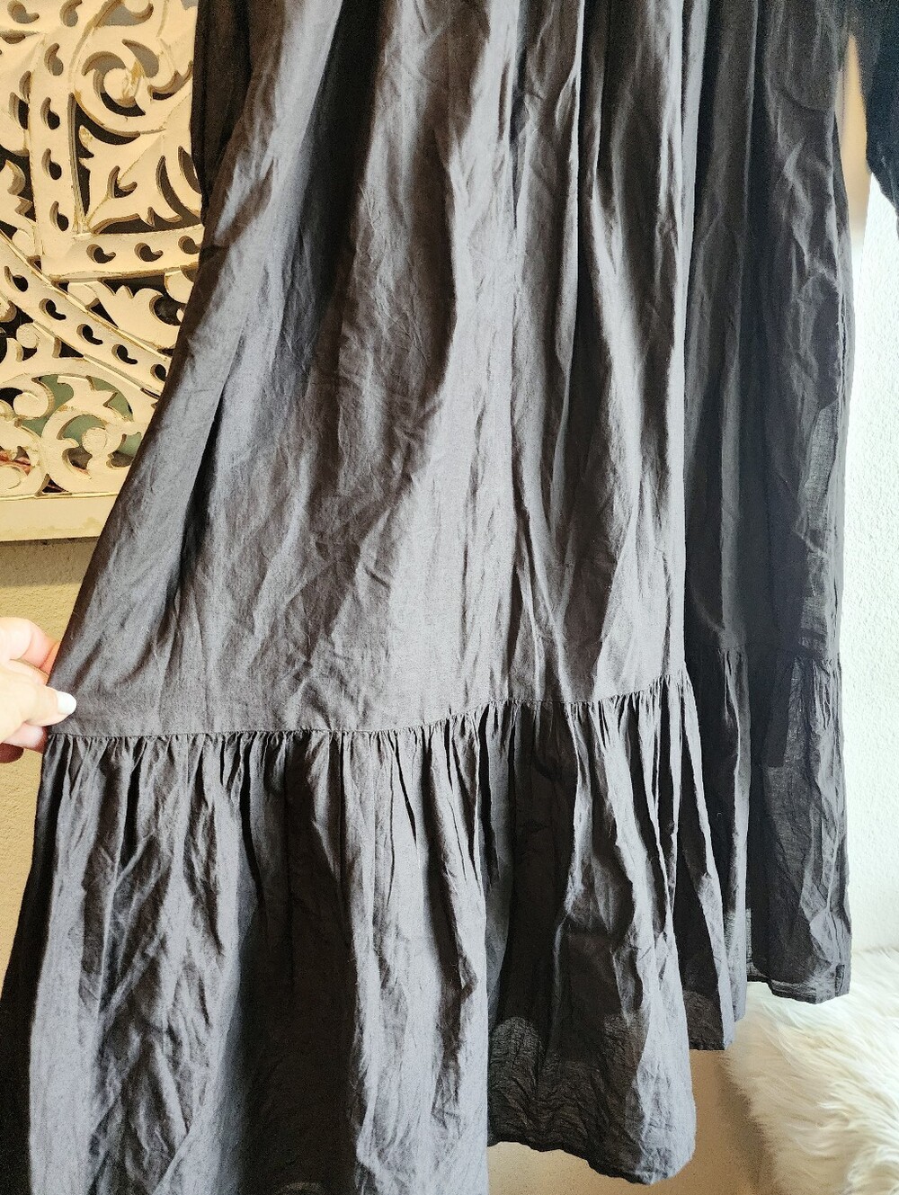 AUDREY AND JOHN WAD FRILL NECK LONG SLEEVES DRESS OVERSIZE ONE SIZE FITS ALL - Picture 13 of 15